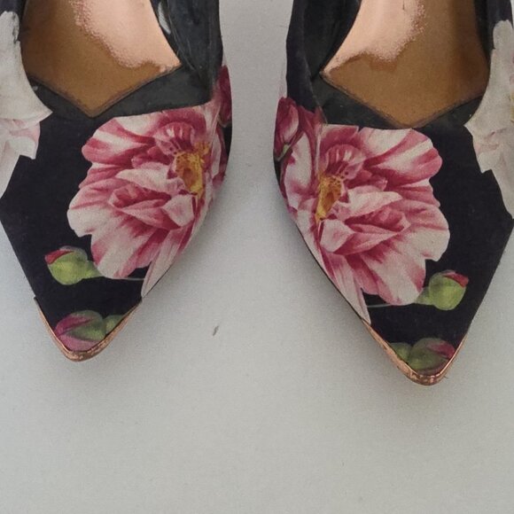 TED BAKER | Charmesa Pumps Heels Shoes Floral Black Pink sz 36 - Picture 4 of 9